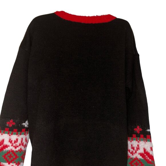 Holiday Time Christmas Sweater Womens L 12 14 Pullover Ugly Funny Santas Pub - Picture 7 of 9